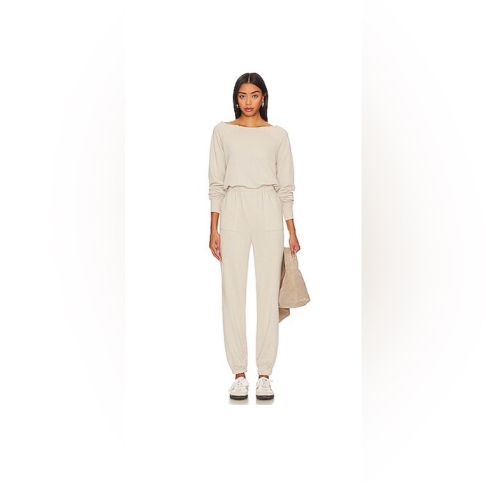 REVOLVE Cream Long Sleeve Jumpsuit
